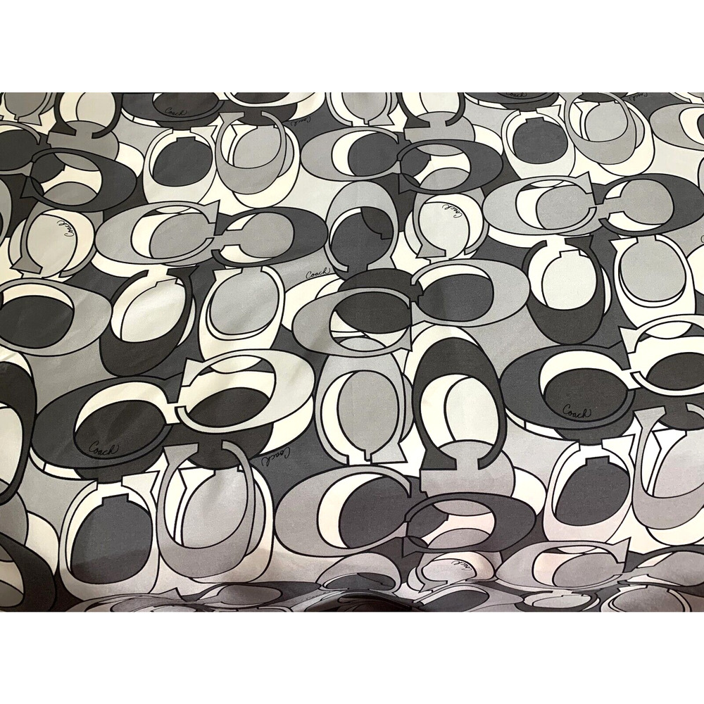 COACH Vintage 27" Square Silk Scarf Tonal Gray OPTIC Signature Pattern - Picture 4 of 10
